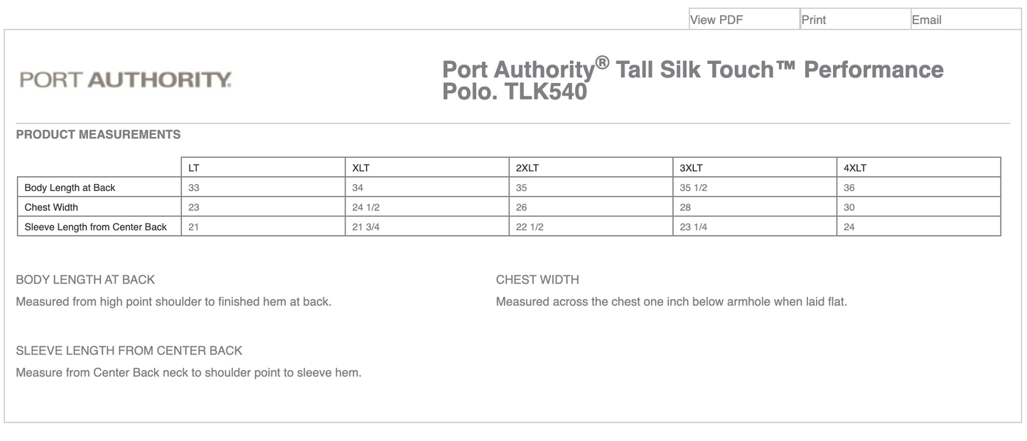 MEI - Port Authority® Tall Silk Touch™ Performance Polo
