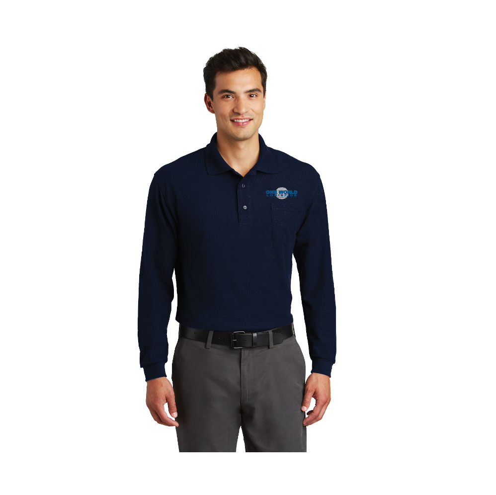 OWL - Port Authority® Silk Touch™ Long Sleeve Polo with Pocket