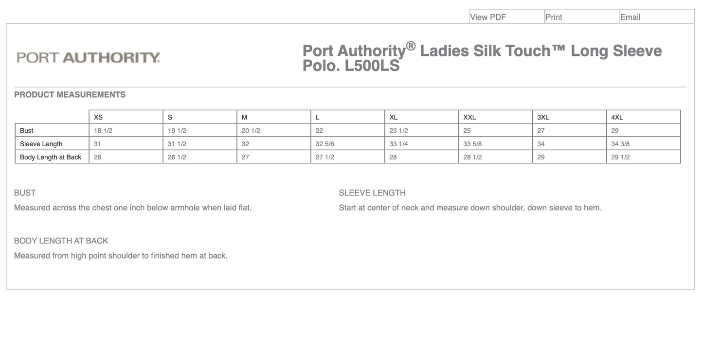 OWL - Port Authority® Ladies Silk Touch™ Long Sleeve Polo