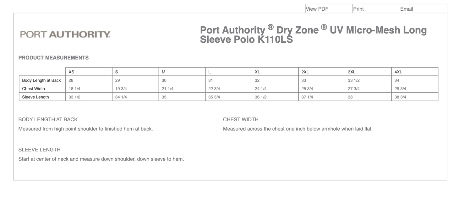 HLNA - Port Authority ® Dry Zone ® UV Micro-Mesh Long Sleeve Polo