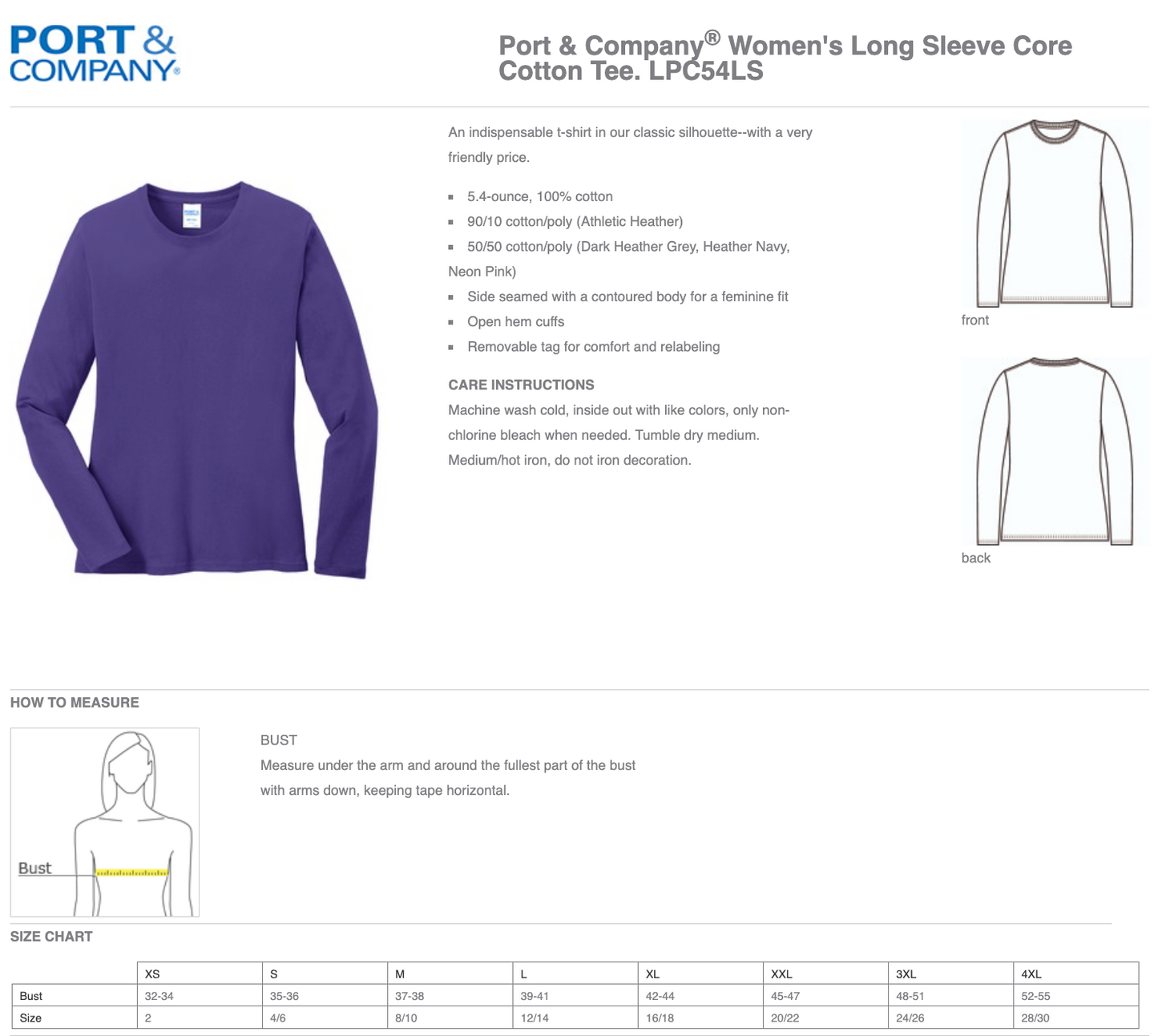 MEI - Port & Company® Women's Long Sleeve Core Cotton Tee