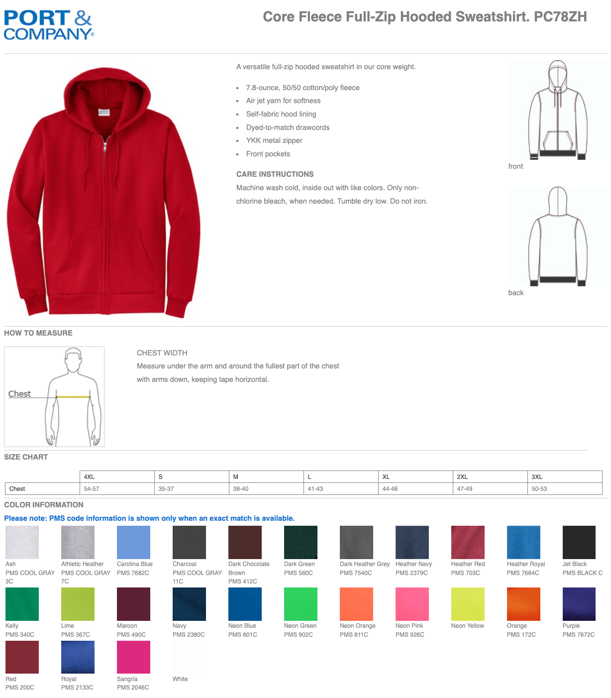 OWL | Port & Company® Core Fleece Full-Zip Hooded Sweatshirt