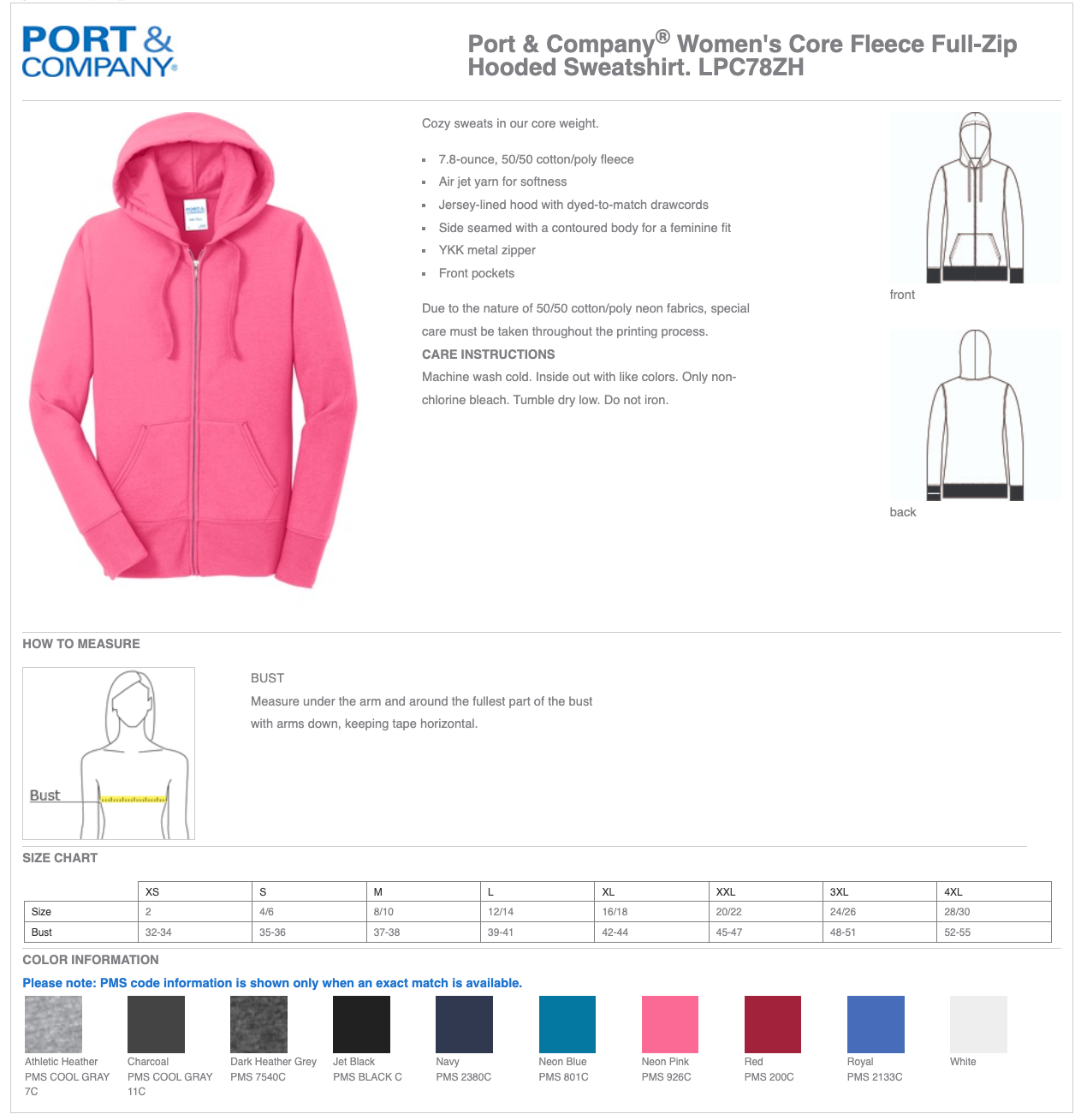 OWL | Port & Company® Women's Core Fleece Full-Zip Hooded Sweatshirt