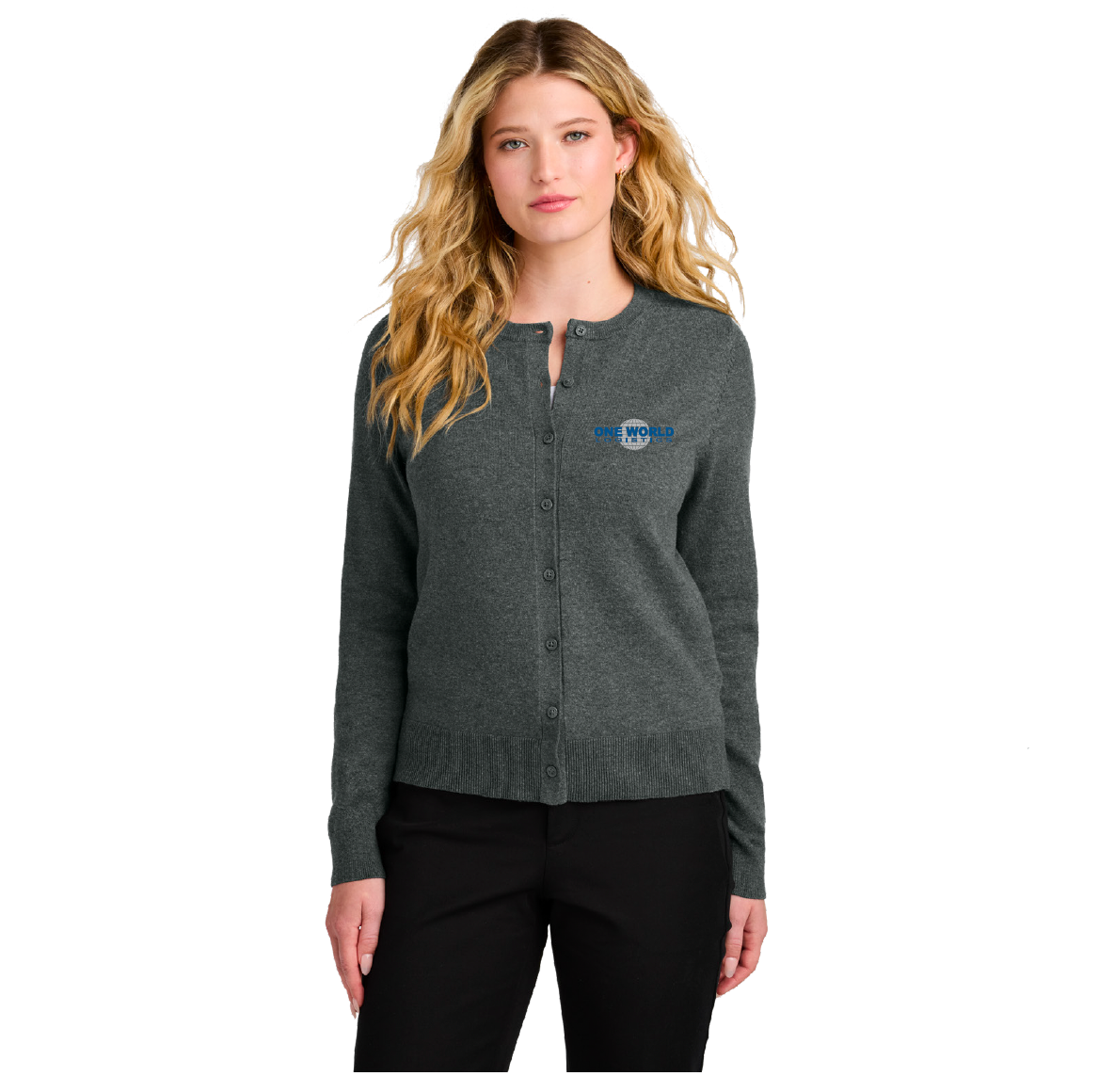 OWL | Port Authority® Women’s Easy Care Crewneck Cardigan Sweater