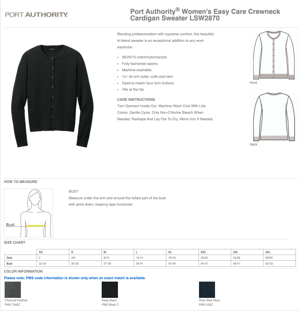 OWL | Port Authority® Women’s Easy Care Crewneck Cardigan Sweater