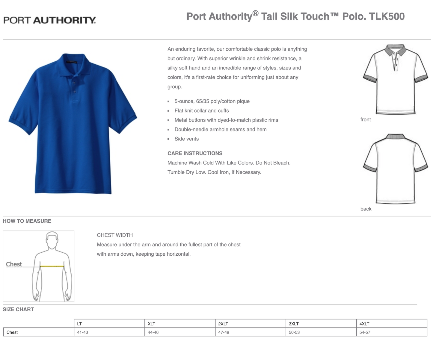 MEI - Port Authority® Tall Silk Touch™ Polo