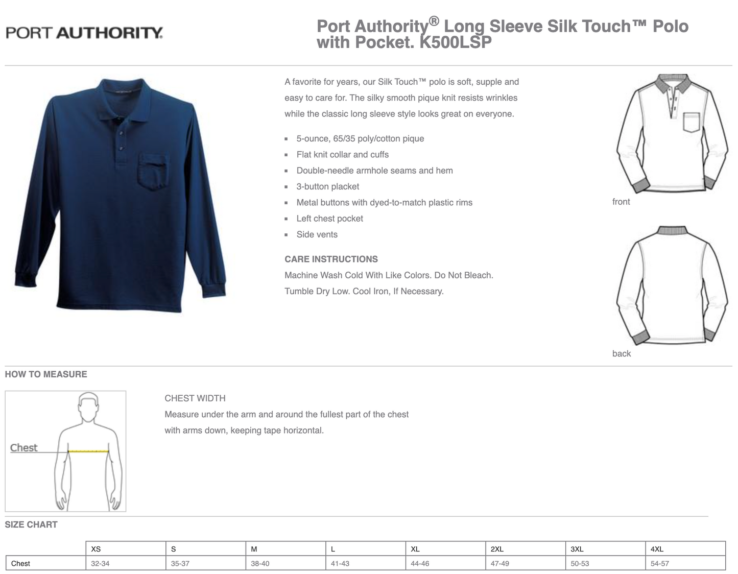 MEI - Port Authority® Silk Touch™ Long Sleeve Polo with Pocket